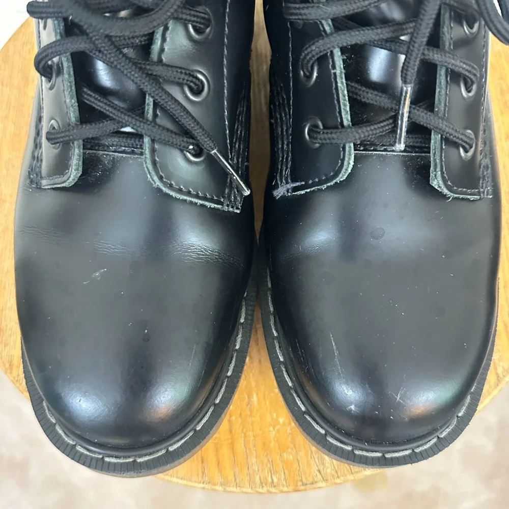 Solovair Hi-Shine 8 Eye Mens Black Leather Suspension Soles 7.5 US Derby Boots